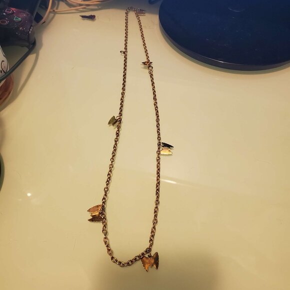Vintage 90s Gold Chain Necklace With Butterflies Fairycore Boho Whimsygoth - Picture 3 of 4